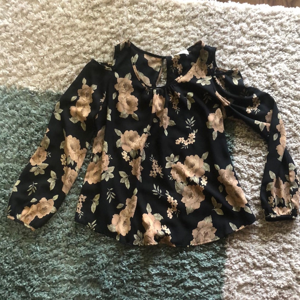 Flower Print Long Sleeve Blouse